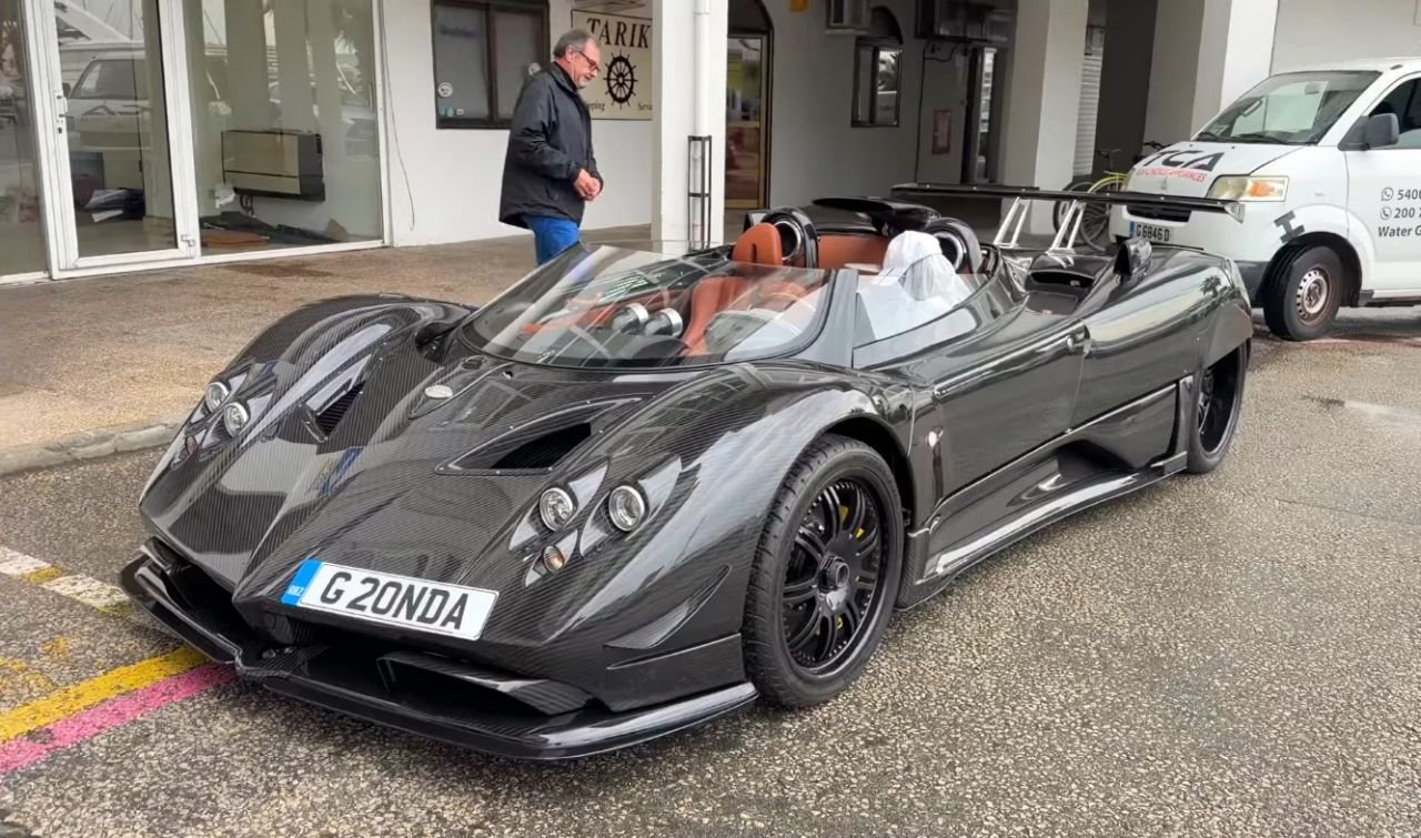 Ultra-rare Pagani Zonda HP Barchetta in full carbon spotted in Gibraltar